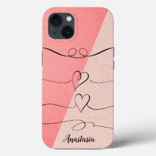 Funda Para iPhone 13 Increíble, Guay, Pink Heart con tu nombre