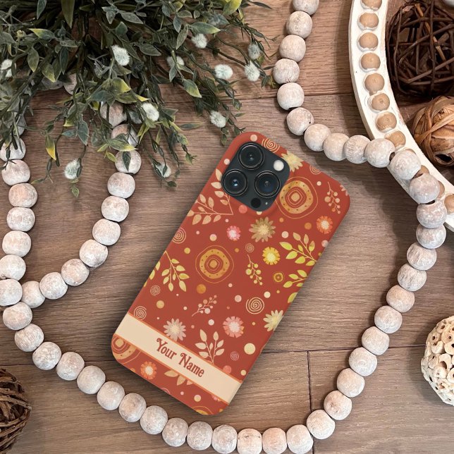 Funda De Case-Mate Para iPhone Inespiritualidad del patrón floral del Naranja del (Subido por el creador)