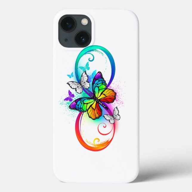 Funda De Case-Mate Para iPhone Infinidad brillante con la mariposa arcoiris (Reverso)