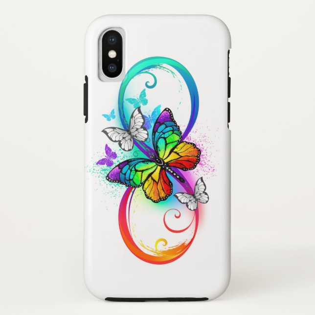 Funda De Case-Mate Para iPhone Infinidad brillante con la mariposa arcoiris (Reverso)