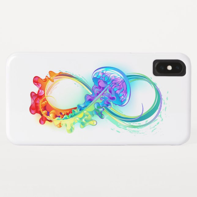 Funda De Case-Mate Para iPhone Infinidad con las medusas del arcoiris (Reverso (horizontal))