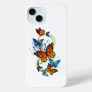 Funda Para iPhone 15 Mini Infinidad de Mariposas Monarca