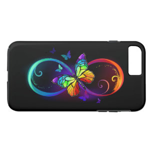 Funda Para iPhone 8 Plus/7 Plus Infinidad vibrante con mariposa arco iris sobre ne