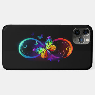 Funda Para iPhone 11 Pro Max Infinidad vibrante con mariposa arco iris sobre ne