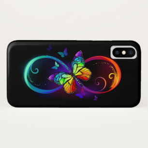 Funda Para iPhone X Infinidad vibrante con mariposa arco iris sobre ne