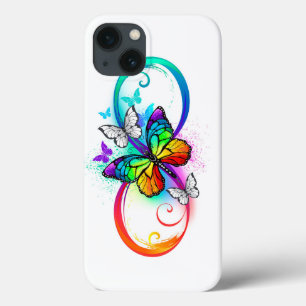 Funda Para iPhone 13 Infinito brillante con mariposa arco iris 