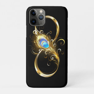 Funda Para iPhone 11 Pro Infinito con la pluma de pavo real dorado