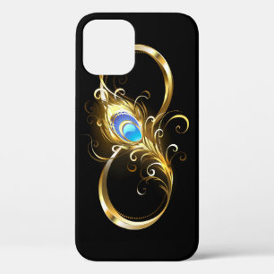Funda Para iPhone 12 Infinito con la pluma de pavo real dorado