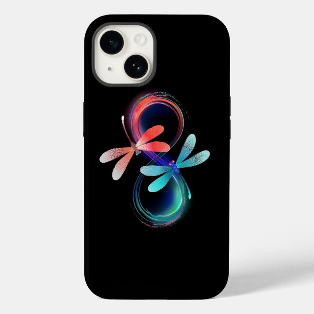 Funda De Case-Mate Para iPhone Infinito con libélulas brillantes (Reverso )