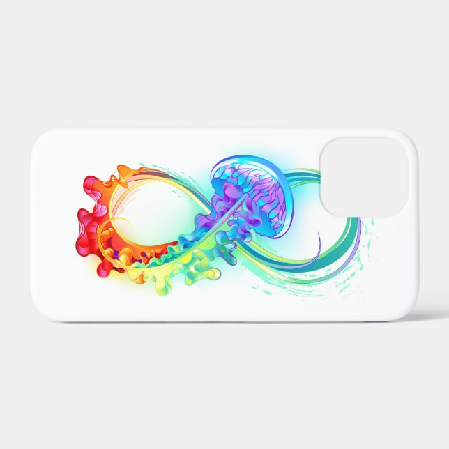 Funda De Case-Mate Para iPhone Infinito con medusa arcoíris (Reverso (Horizontal))