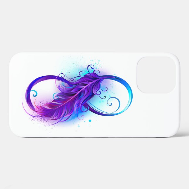 Funda De Case-Mate Para iPhone Infinito con pluma púrpura (Reverso (Horizontal))