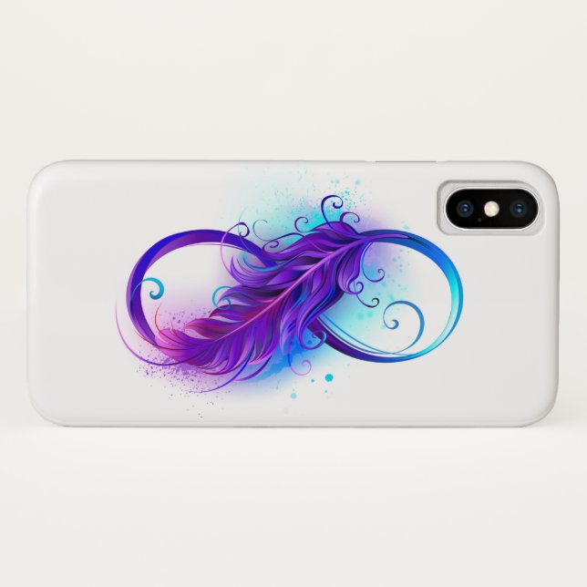 Funda De Case-Mate Para iPhone Infinito con pluma púrpura (Reverso (horizontal))