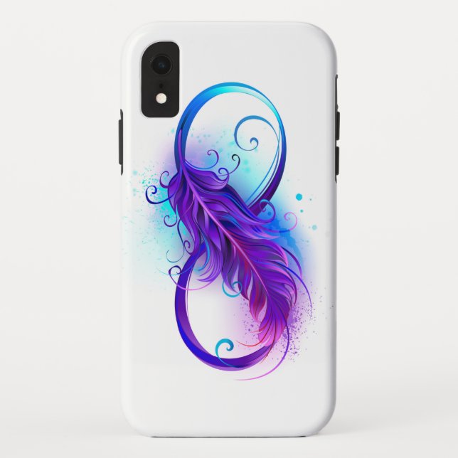 Funda De Case-Mate Para iPhone Infinito con pluma púrpura (Reverso)
