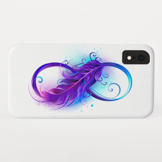 Funda De Case-Mate Para iPhone Infinito con pluma púrpura (Reverso (horizontal))