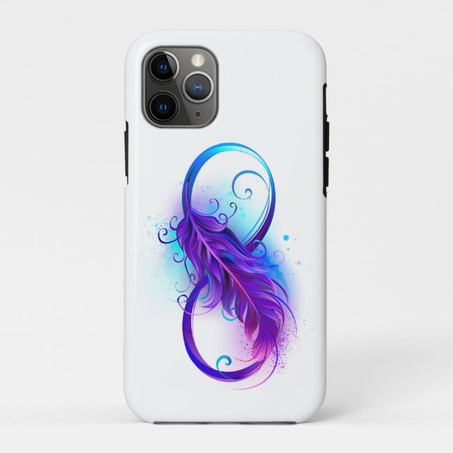 Funda De Case-Mate Para iPhone Infinito con pluma púrpura (Reverso)