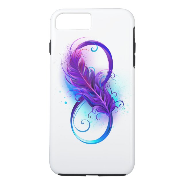Funda De Case-Mate Para iPhone Infinito con plumas púrpura (Reverso)
