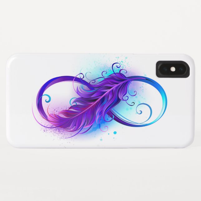 Funda De Case-Mate Para iPhone Infinito con plumas púrpura (Reverso (horizontal))
