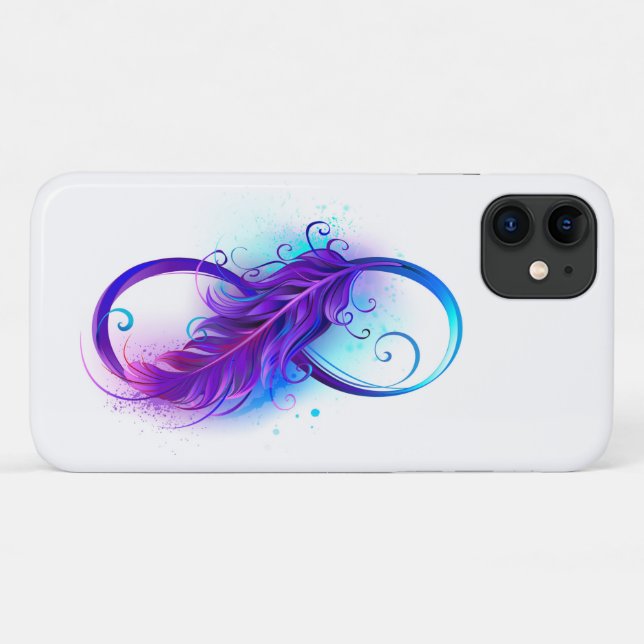 Funda De Case-Mate Para iPhone Infinito con plumas púrpura (Reverso (horizontal))