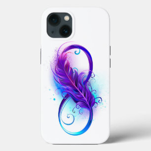 Funda Para iPhone 13 Infinito con plumas púrpura