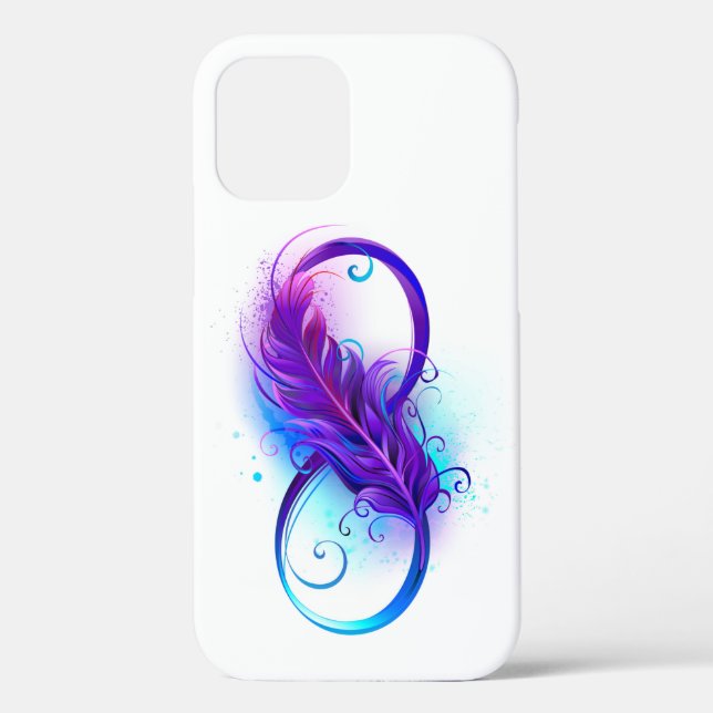 Funda De Case-Mate Para iPhone Infinito con plumas púrpura (Reverso )