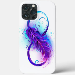 Funda Para iPhone 13 Pro Max Infinito con plumas púrpura