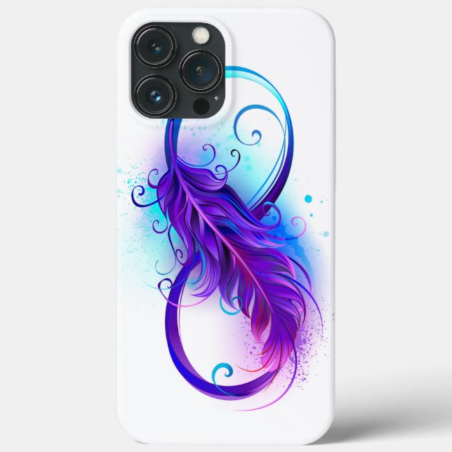 Funda De Case-Mate Para iPhone Infinito con plumas púrpura (Reverso )