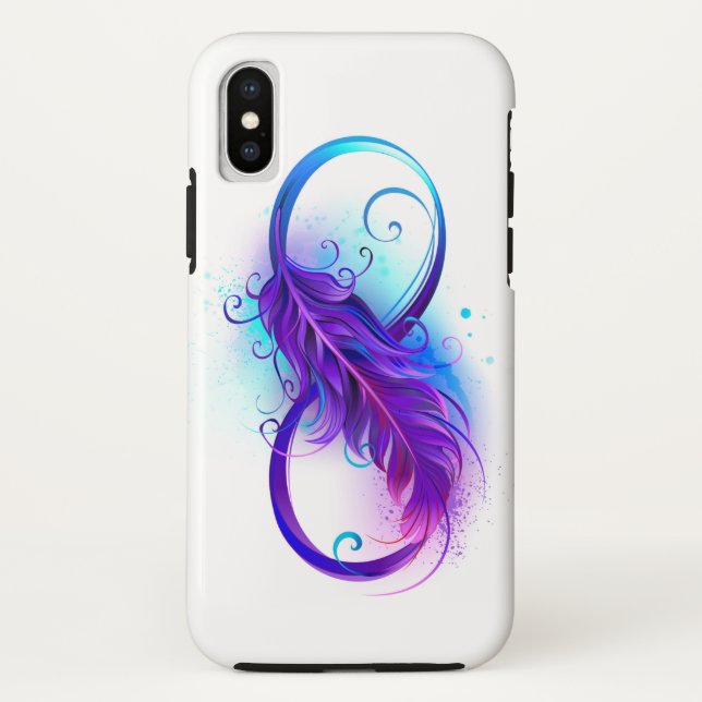 Funda De Case-Mate Para iPhone Infinito con plumas púrpura (Reverso)