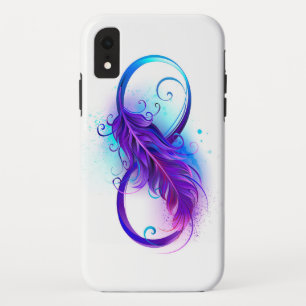 Funda Para iPhone XR Infinito con plumas púrpura