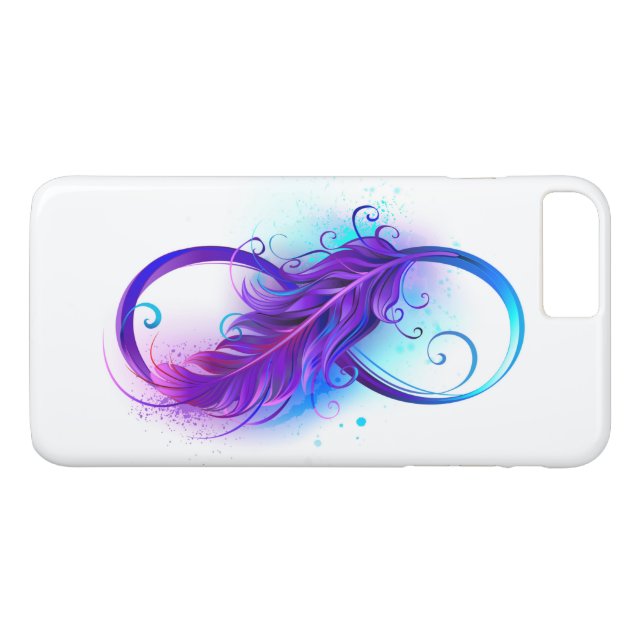 Funda De Case-Mate Para iPhone Infinito con plumas púrpura (Reverso (horizontal))