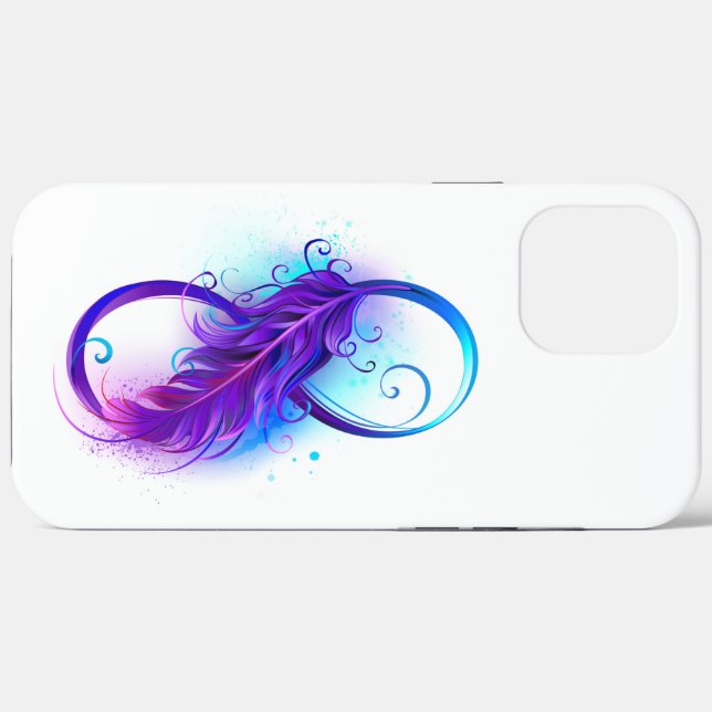 Funda De Case-Mate Para iPhone Infinito con plumas púrpura (Reverso (Horizontal))