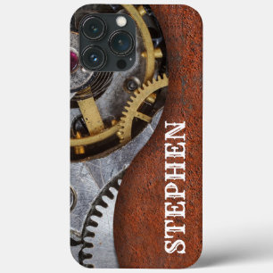 Funda Para iPhone 13 Pro Max Ingeniero de Steampunk Gears Rusty Metalizado