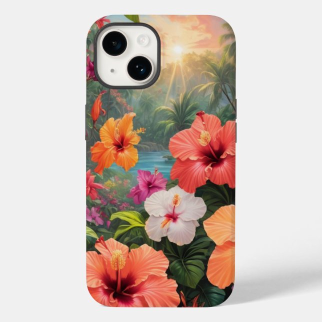 Funda De Case-Mate Para iPhone Inhibisco floral (Reverso )