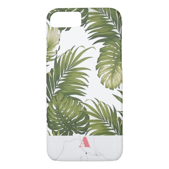 Funda De Case-Mate Para iPhone Inicial adaptable del mármol de la palmera del (Reverso)