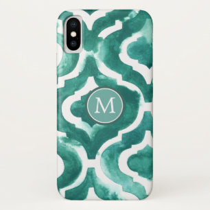 Funda Para iPhone X Inicial   Aquamarine Motif IV