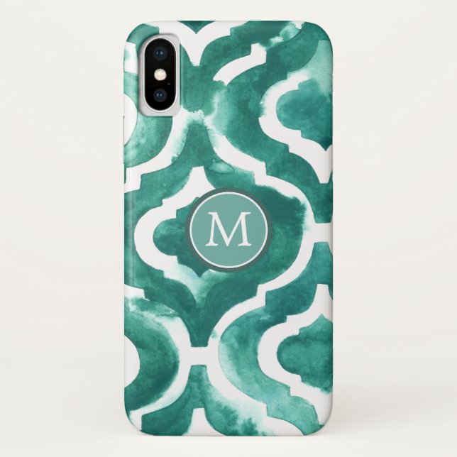 Funda De Case-Mate Para iPhone Inicial | Aquamarine Motif IV (Reverso)