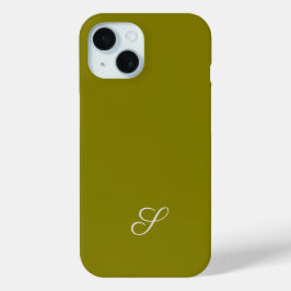 Funda Para iPhone 15 Inicial de monograma minimalista verde salvia
