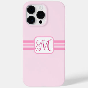 Funda Para iPhone 14 Pro Max De Case-Mate Inicial elegante de rayas rosadas claras