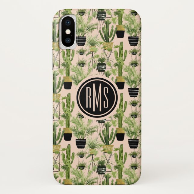 Funda De Case-Mate Para iPhone Inicial | Oasis interior | Patrón de líneas de pla (Reverso)
