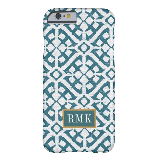 Funda De Case-Mate Para iPhone Inicial| Patrón azul amadora (Reverso)