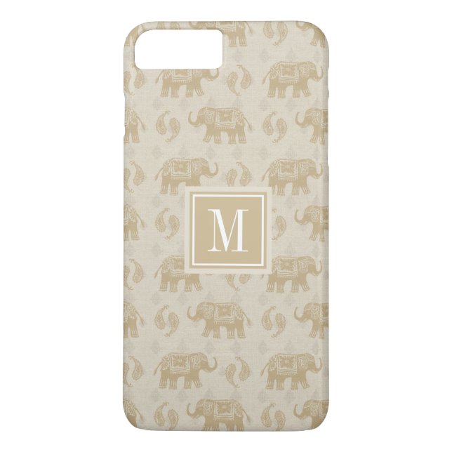 Funda De Case-Mate Para iPhone Inicial | Patrón de caravanas de Elephant Khaki (Reverso)
