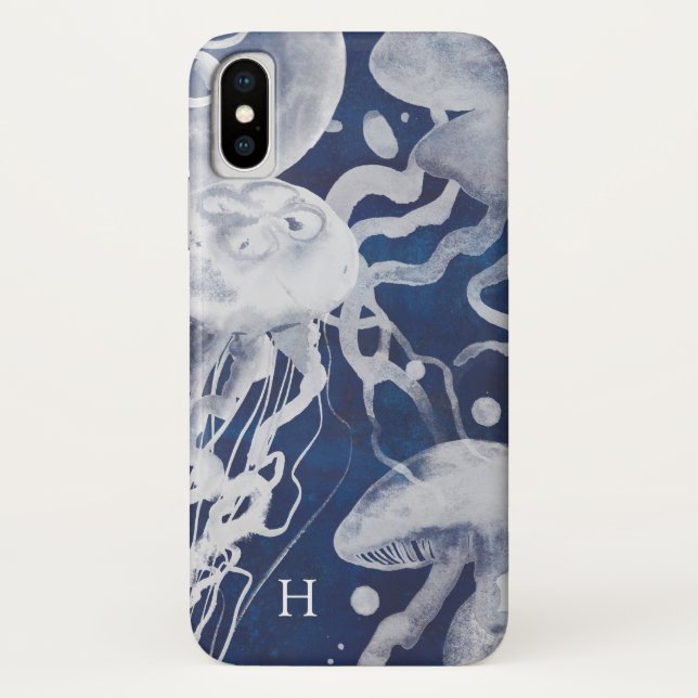 Funda De Case-Mate Para iPhone Inicial | Pescado de medusa en el fondo de la mari (Reverso)