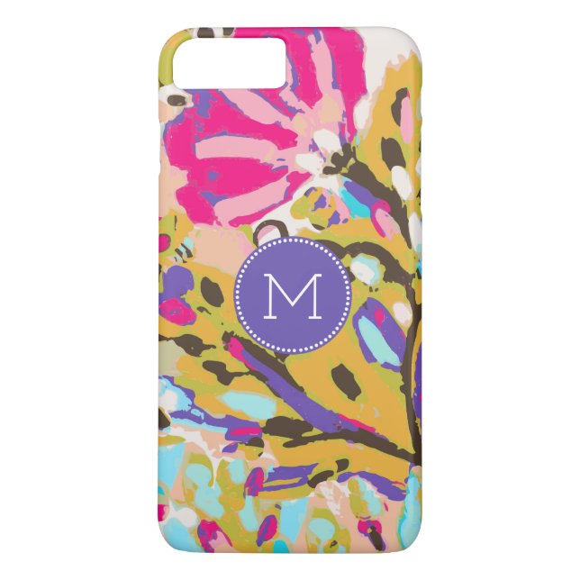 Funda De Case-Mate Para iPhone Inicial | Pink Boho Floral I (Reverso)
