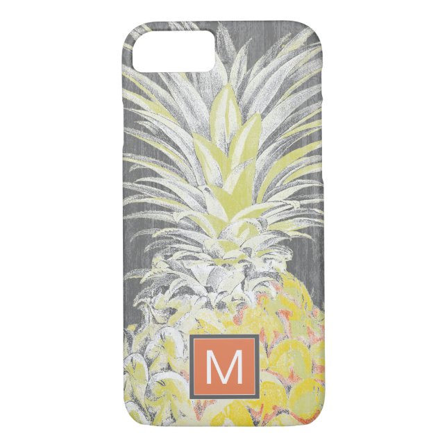 Funda De Case-Mate Para iPhone Inicial | Pinneapple amarillo tropical (Reverso)