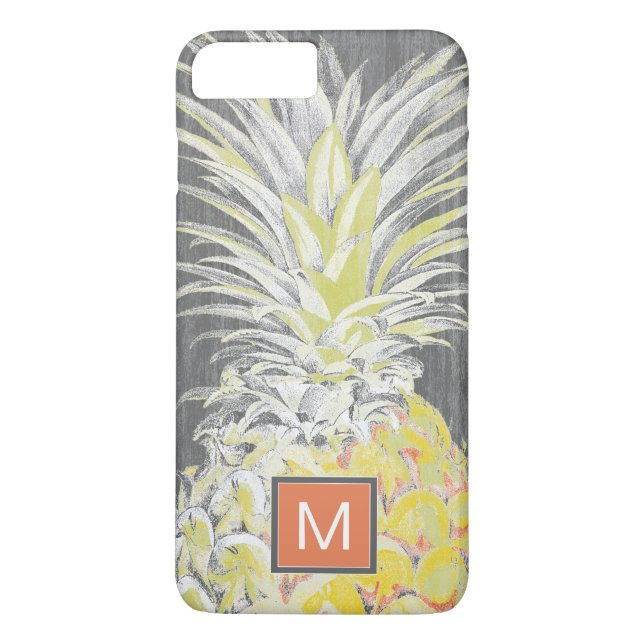 Funda De Case-Mate Para iPhone Inicial | Pinneapple amarillo tropical (Reverso)