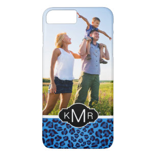 Funda Para iPhone 8 Plus/7 Plus Inicial Textura de leopardo azul
