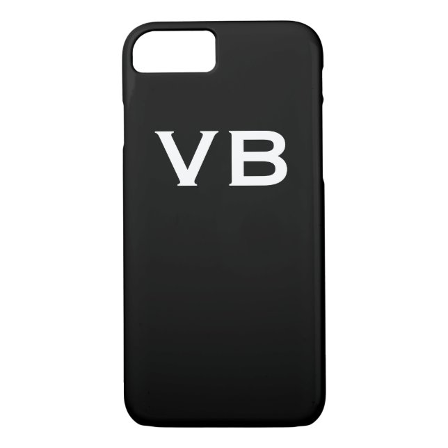 Funda De Case-Mate Para iPhone Iniciales blancos y negros simples del monograma (Reverso)