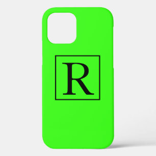 Funda Para iPhone 12 Iniciales de monograma brillante de color sólido v