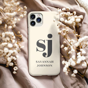 Funda Para iPhone 13 Pro Max Iniciales de monograma de crema elegante