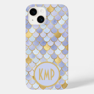 Funda Para iPhone 14 De Case-Mate Iniciales de Monograma Escamas de Sirena Azules Do
