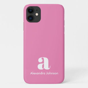 Funda Para iPhone 11 Iniciales de monograma minimalistas simples rosa m